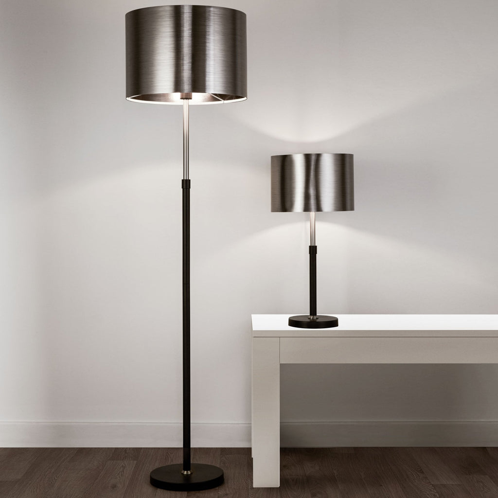 3879BK Black And Chrome Floor Lamp Brushed Black Chrome Shade