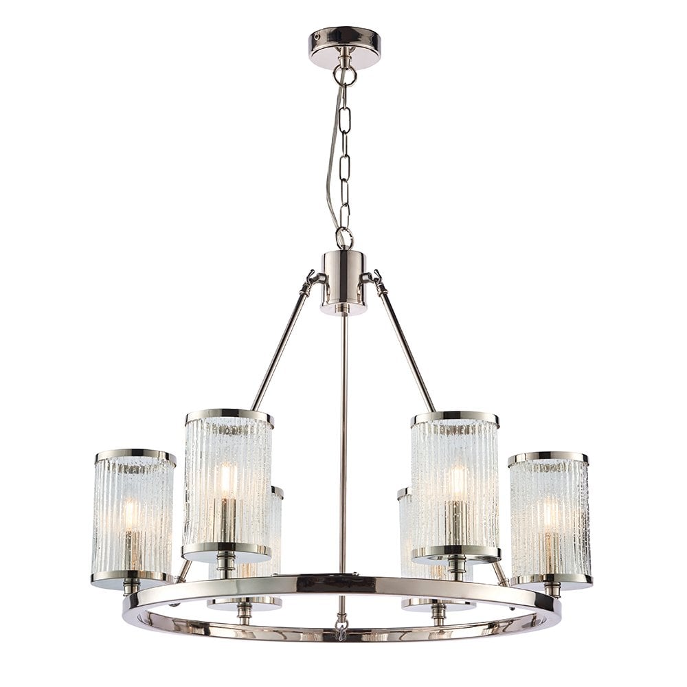 74128 Easton 6 Light Pendant Bright Nickel