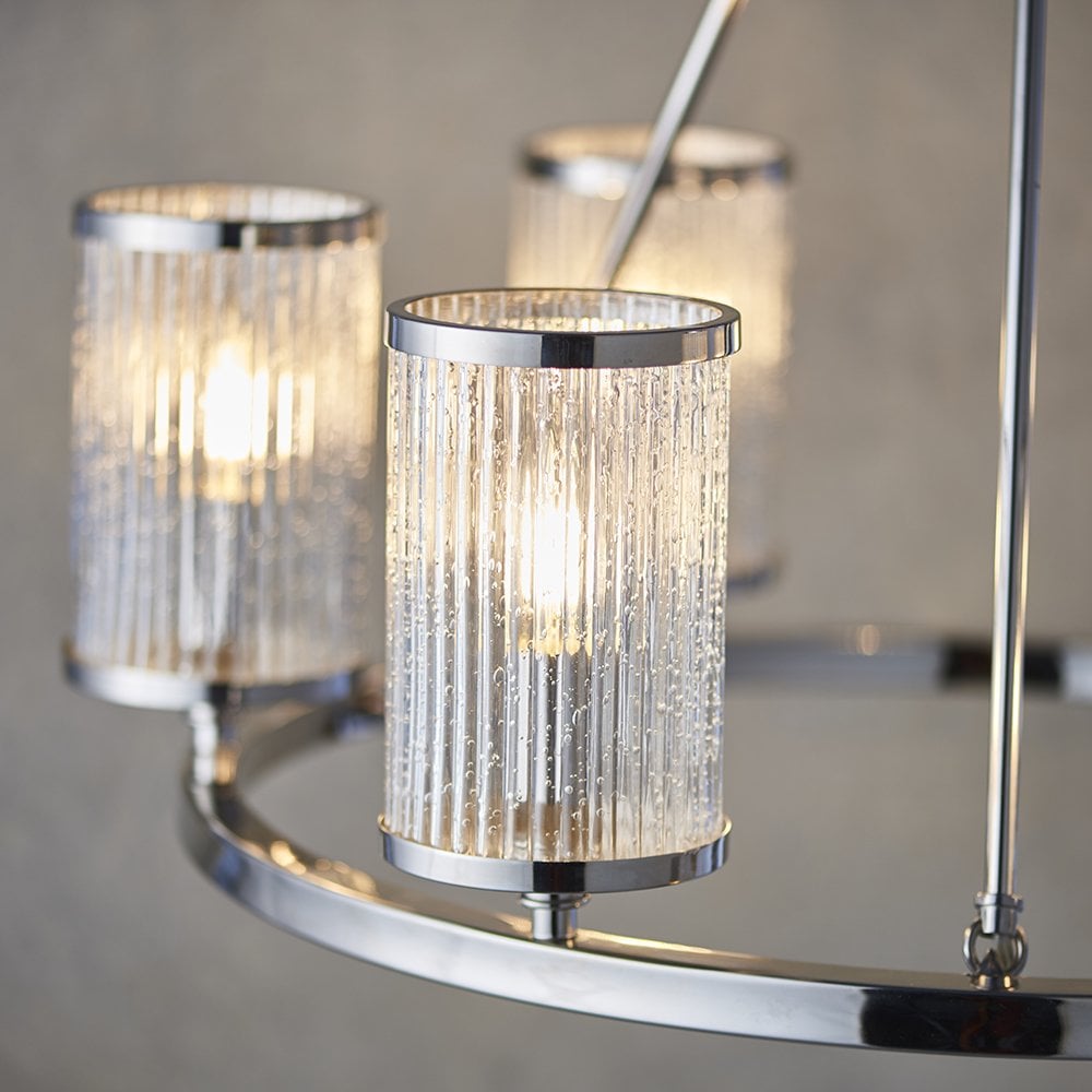 74128 Easton 6 Light Pendant Bright Nickel