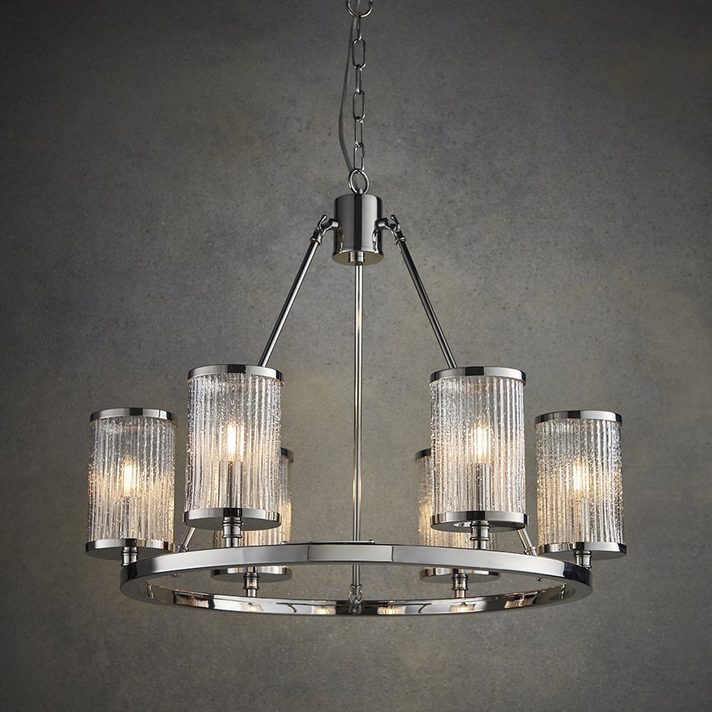 74128 Easton 6 Light Pendant Bright Nickel