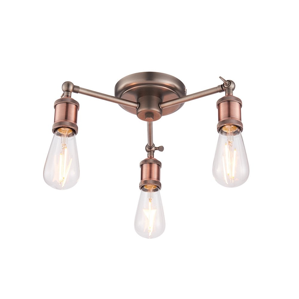 76124 Hal 3 Light Semi Flush Ceiling Light Aged Pewter
