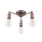 76124 Hal 3 Light Semi Flush Ceiling Light Aged Pewter
