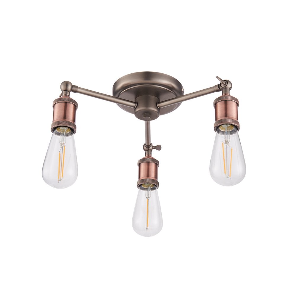 76124 Hal 3 Light Semi Flush Ceiling Light Aged Pewter