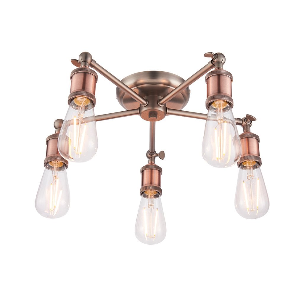 76336 Hal 5 Light Semi Flush Ceiling Light Aged Pewter