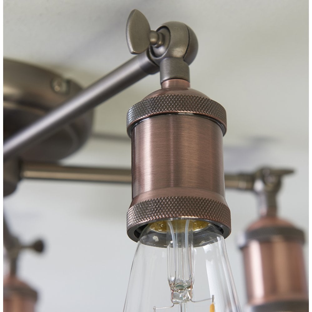 76336 Hal 5 Light Semi Flush Ceiling Light Aged Pewter