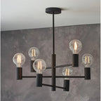 76502 Studio 6 Light Semi Flush Ceiling Light Matt Black