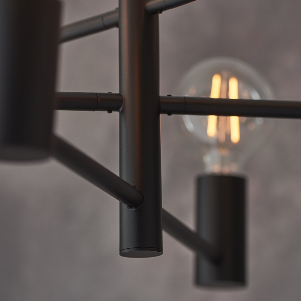 76502 Studio 6 Light Semi Flush Ceiling Light Matt Black