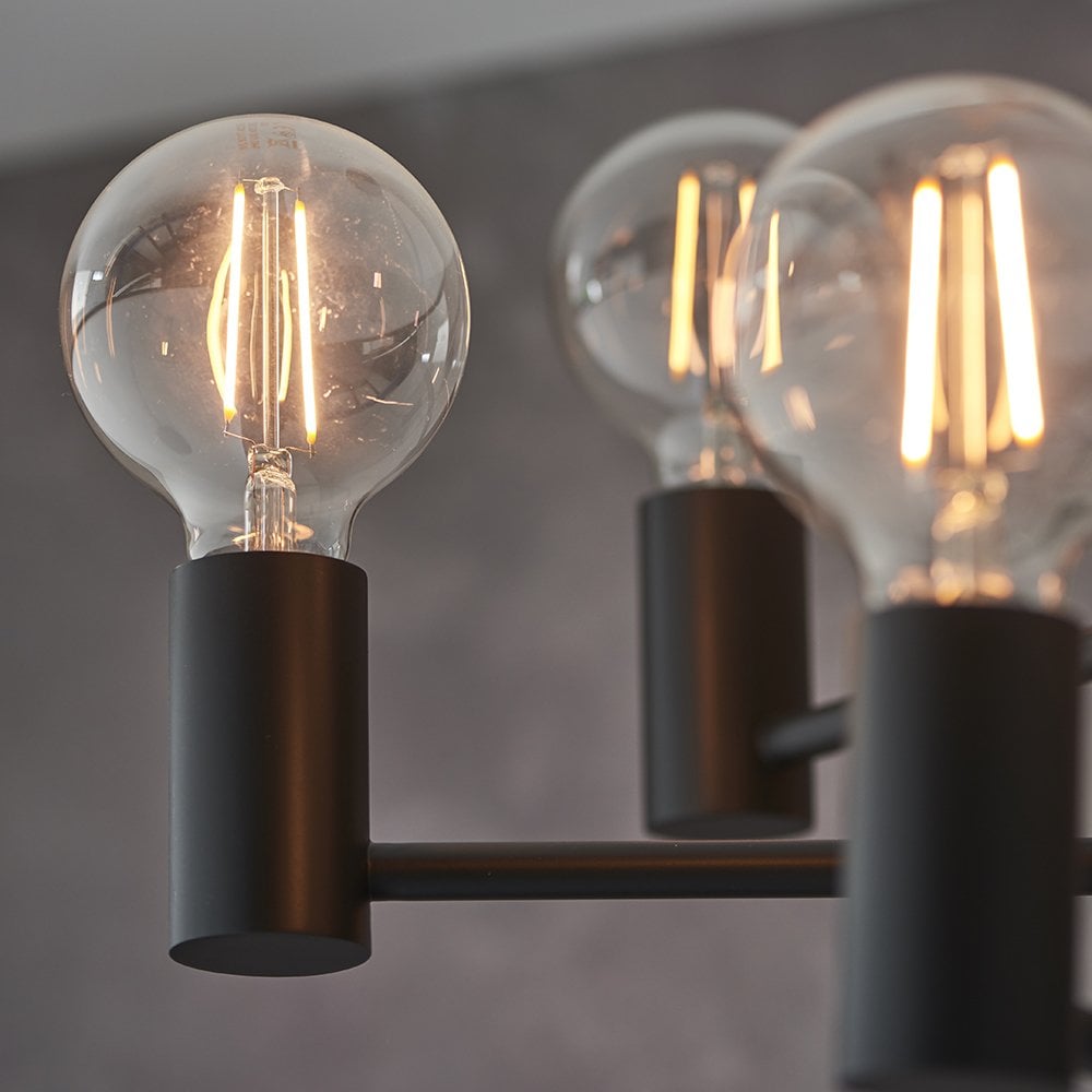 76502 Studio 6 Light Semi Flush Ceiling Light Matt Black