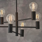 76502 Studio 6 Light Semi Flush Ceiling Light Matt Black