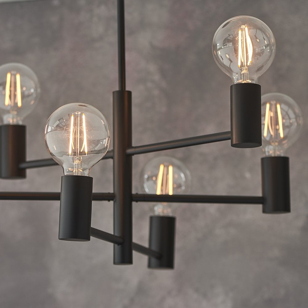 76502 Studio 6 Light Semi Flush Ceiling Light Matt Black
