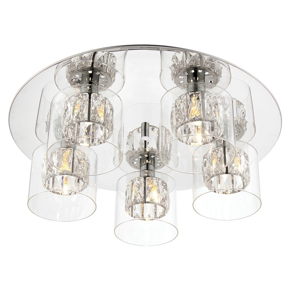 76517 Verina 5 Light Flush Ceiling Light Chrome Plate