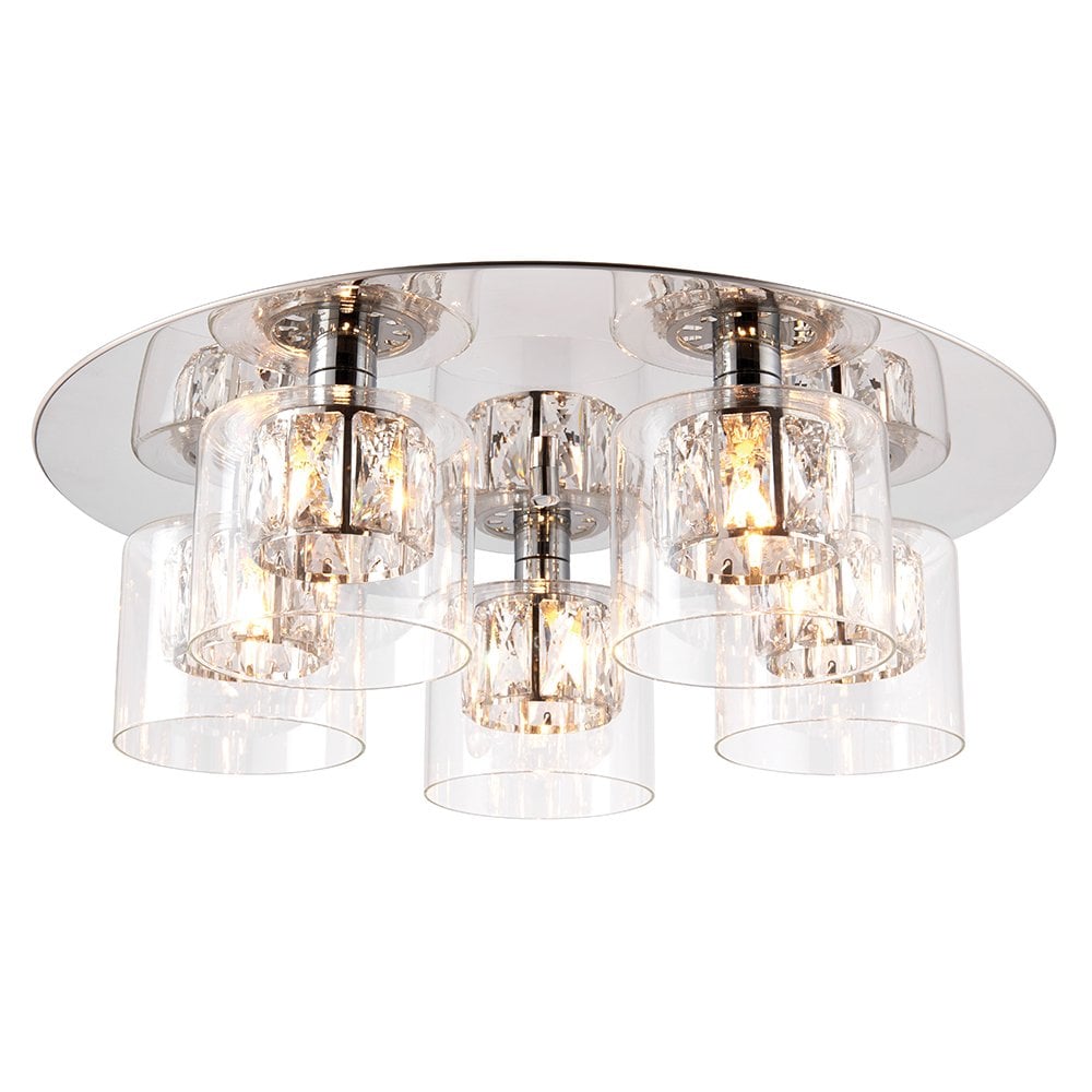 76517 Verina 5 Light Flush Ceiling Light Chrome Plate