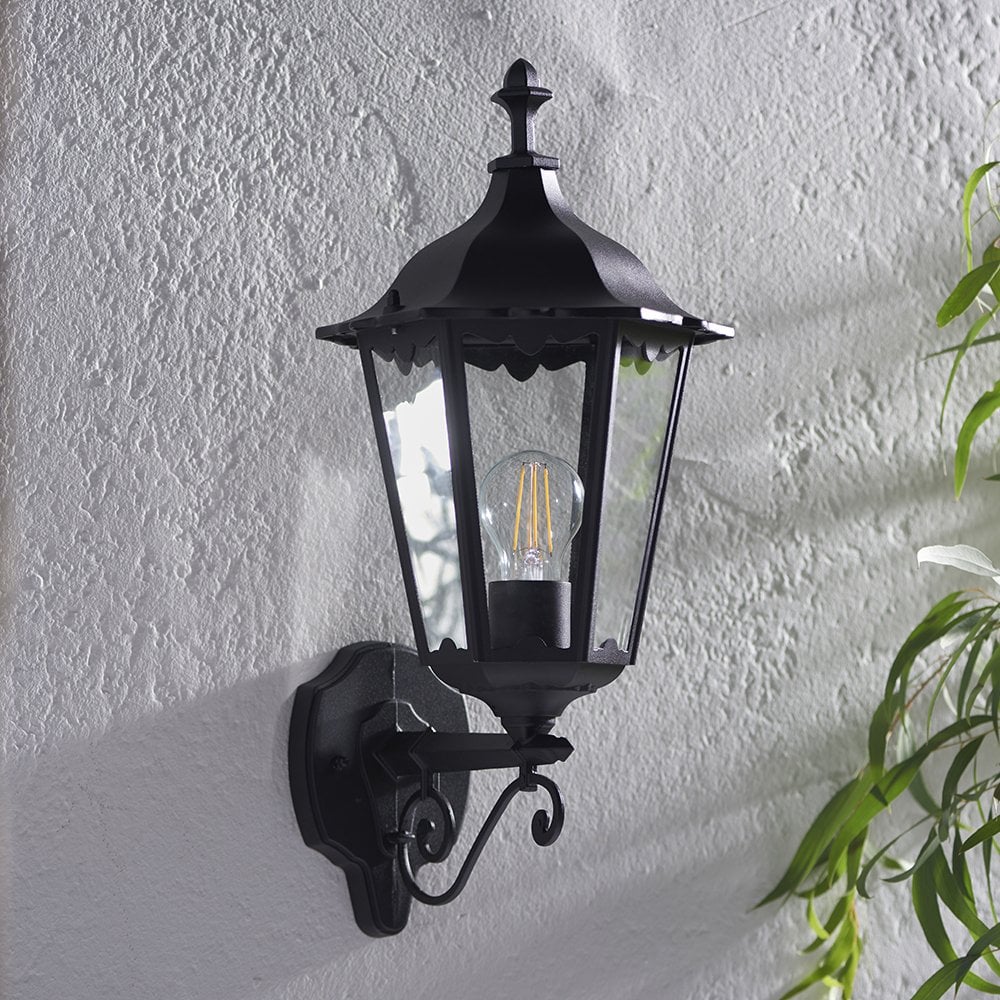 76546 Burford 1 Light Wall Light Outdoor Matt Black