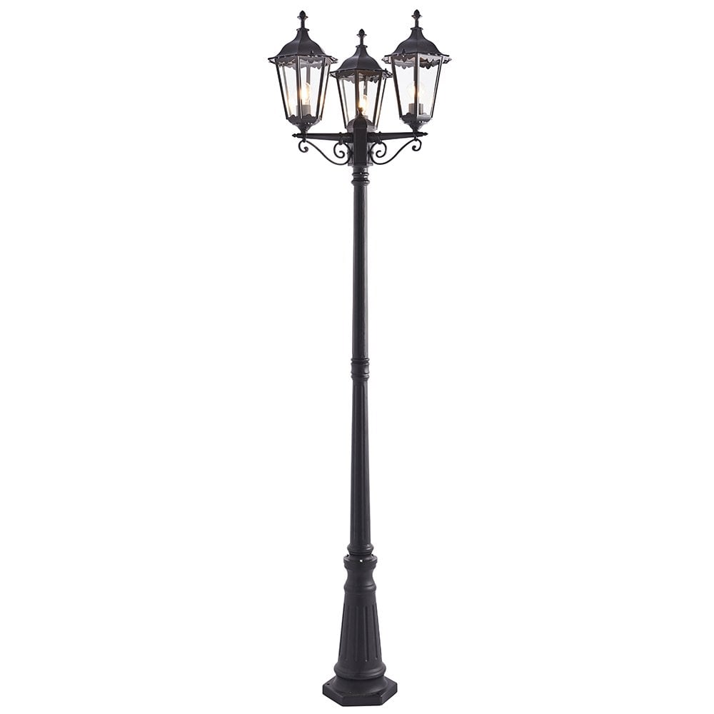76552 Burford 3 Light Floor Lamp Outdoor Matt Black