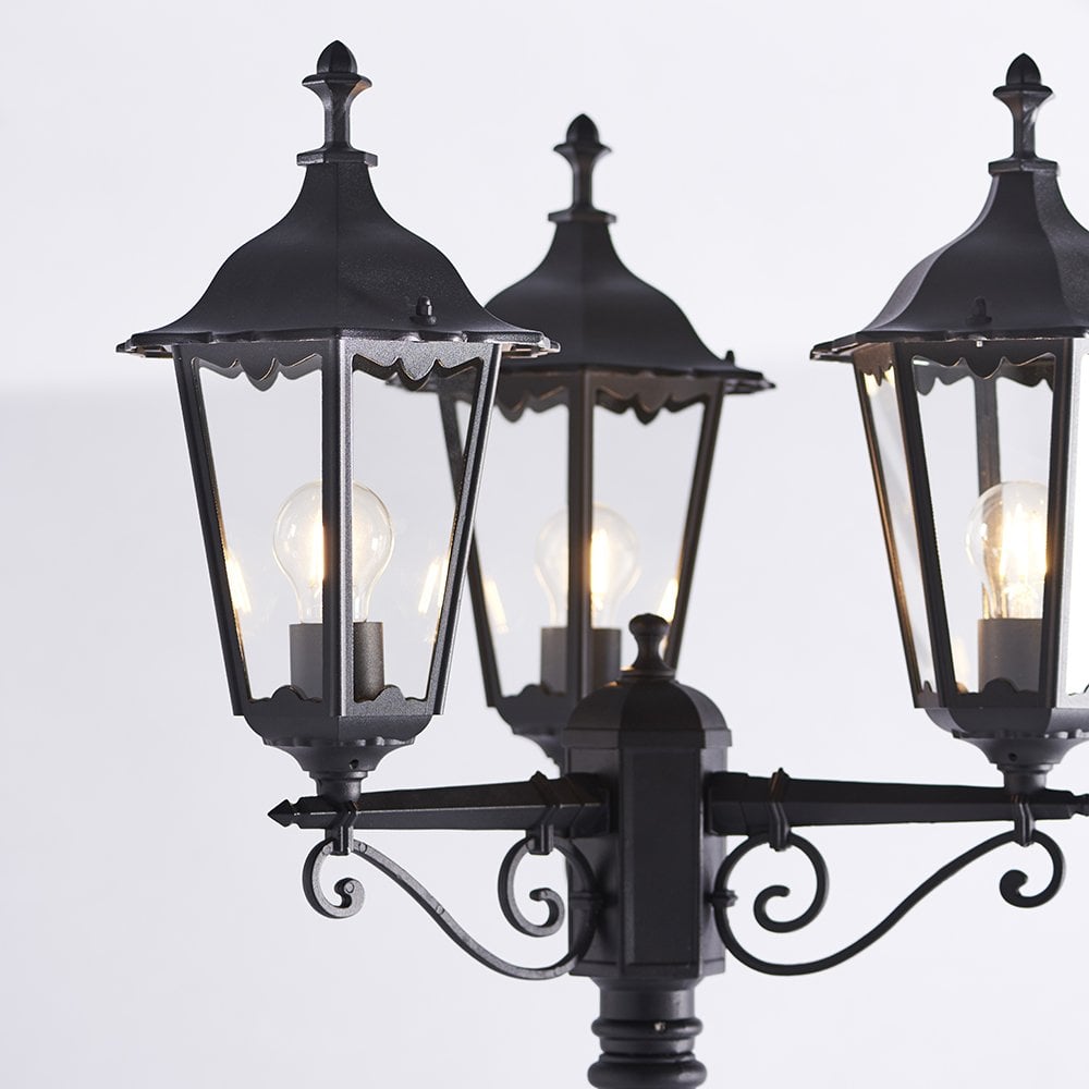 76552 Burford 3 Light Floor Lamp Outdoor Matt Black