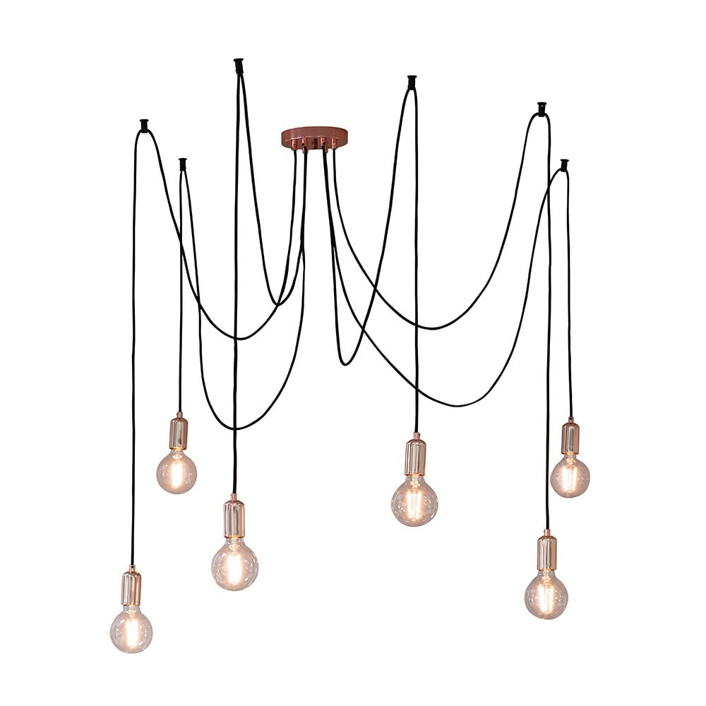 76580 Studio 6 Light Pendant Copper Plate