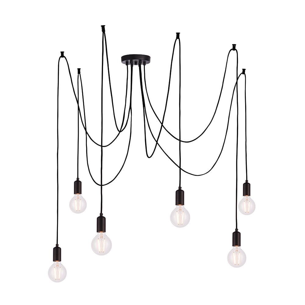 76583 Studio 6 Light Pendant Matt Black
