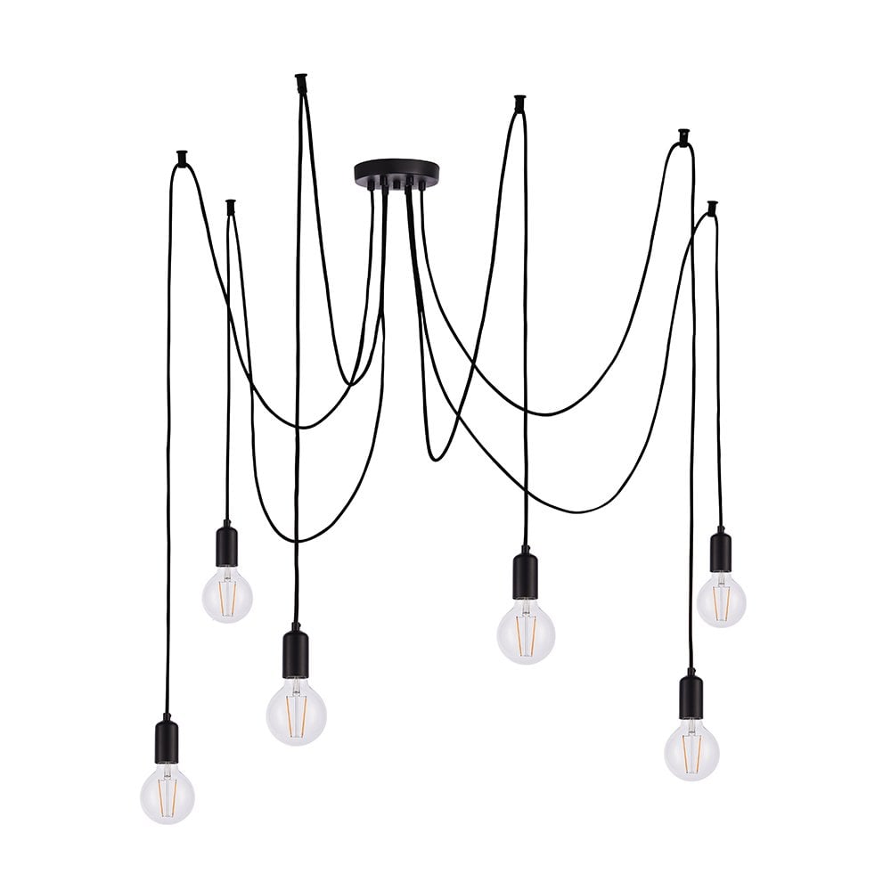 76583 Studio 6 Light Pendant Matt Black