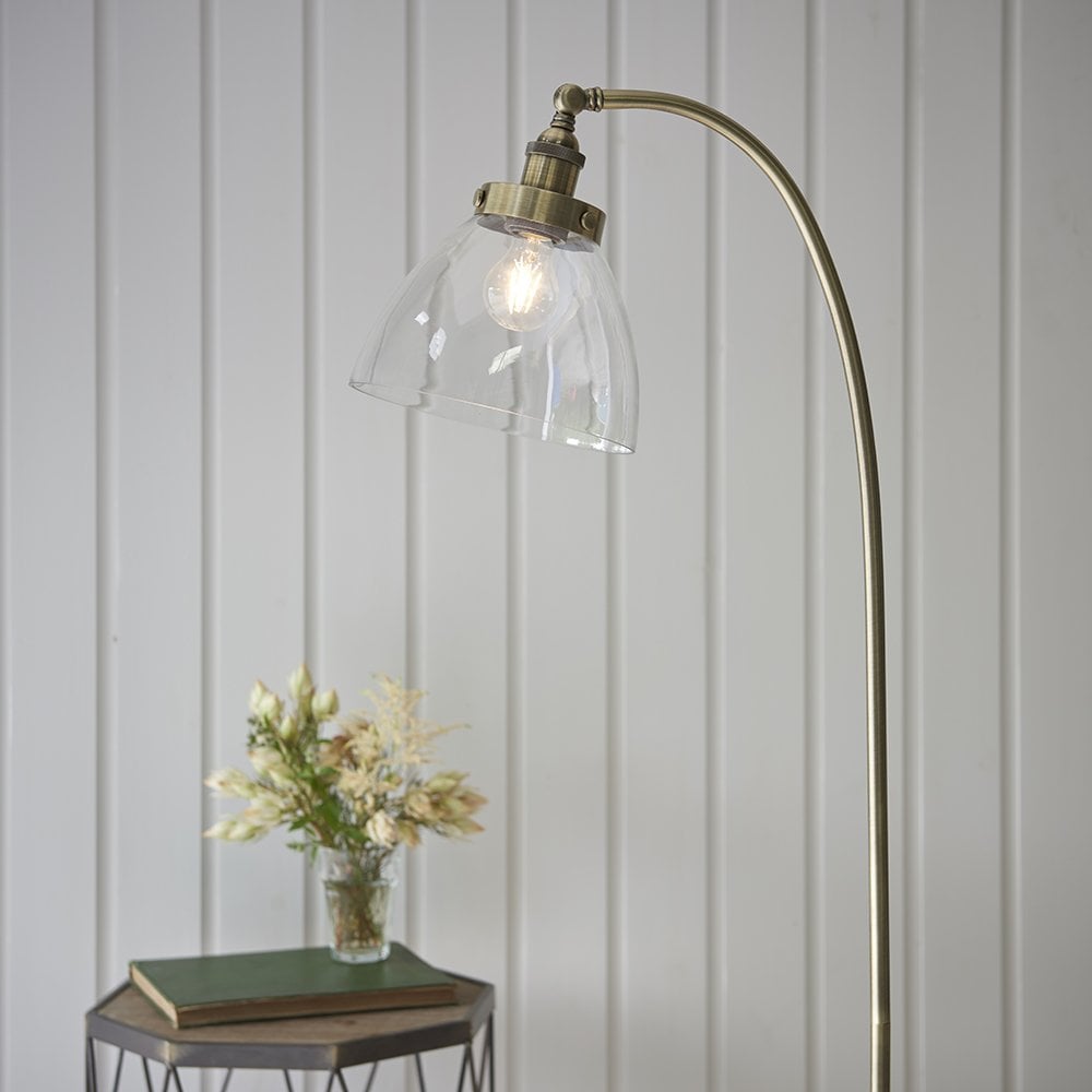 77860 Hansen 1 Light Floor Lamp Antique Brass Plate
