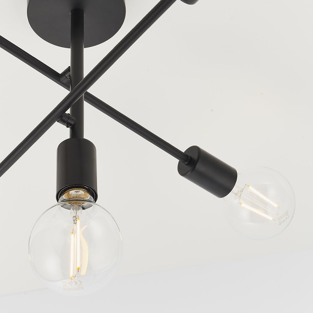 79502 Studio 5 Light Semi Flush Ceiling Light Matt Black