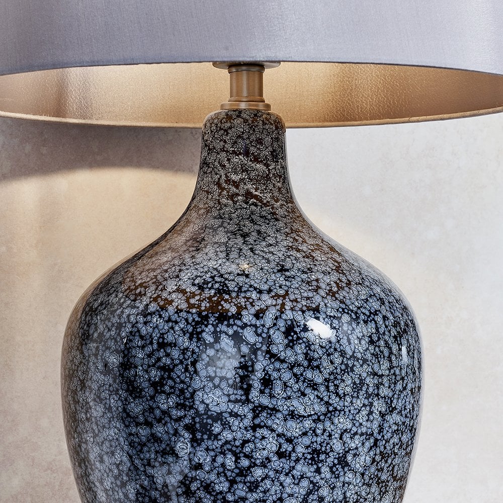 79842 Ilsa 1 Light Table Lamp Grey Black Painted Glass