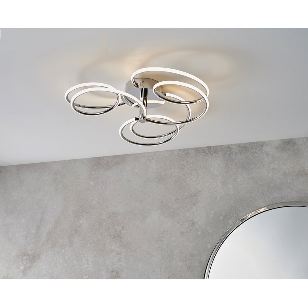 81886 Eterne 1 Light Semi Flush LED Ceiling Light Chrome Plate