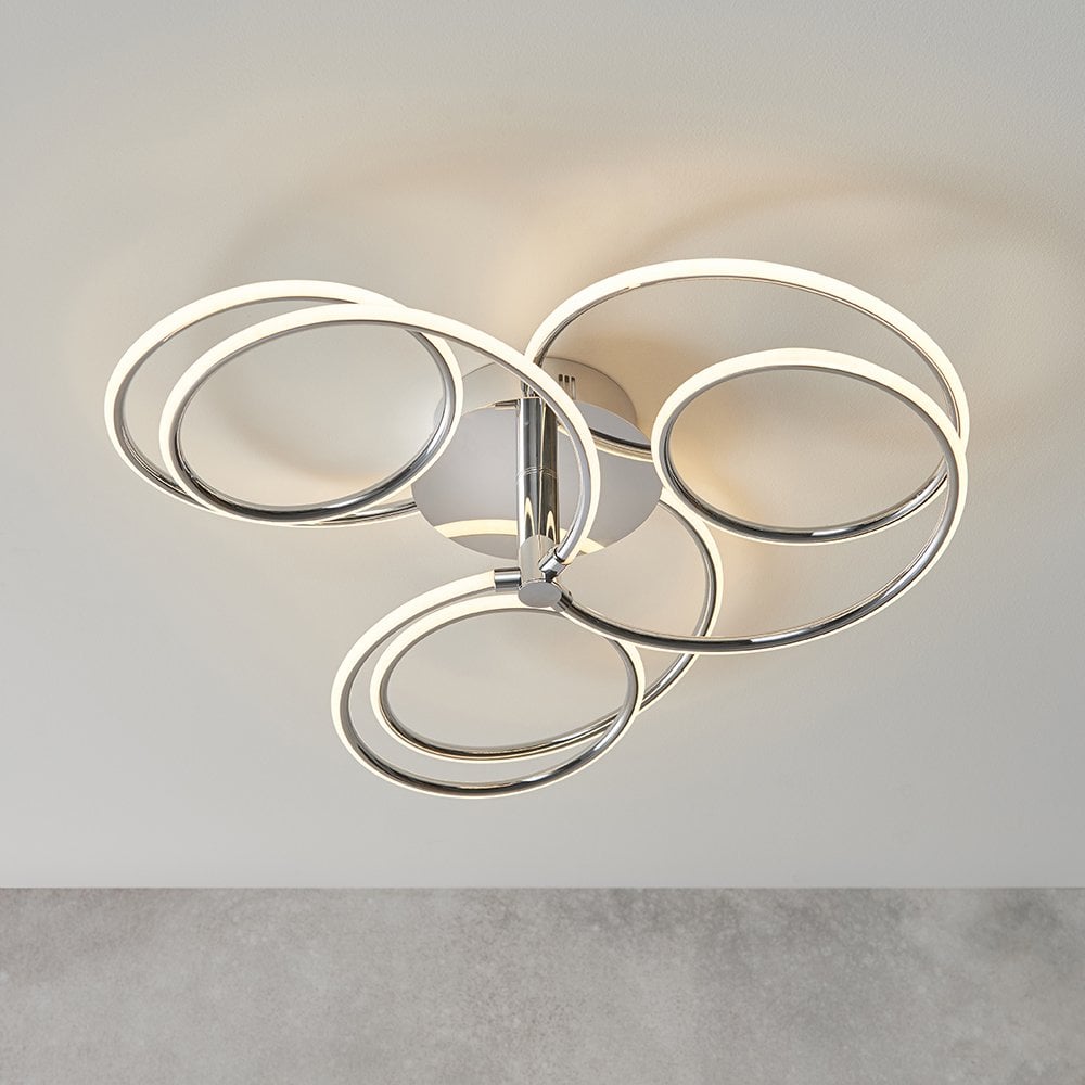 81886 Eterne 1 Light Semi Flush LED Ceiling Light Chrome Plate