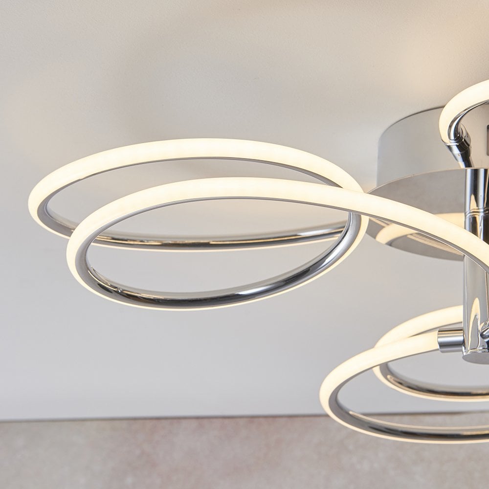 81886 Eterne 1 Light Semi Flush LED Ceiling Light Chrome Plate