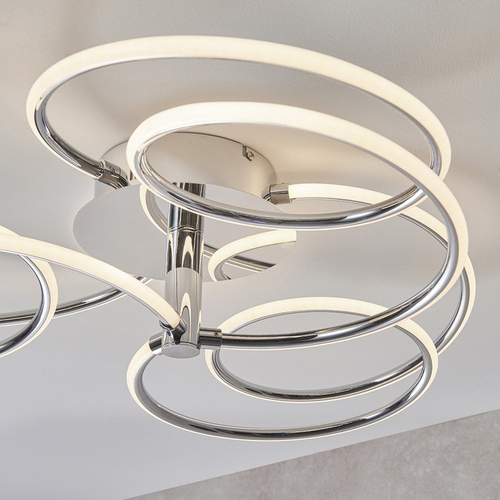 81886 Eterne 1 Light Semi Flush LED Ceiling Light Chrome Plate