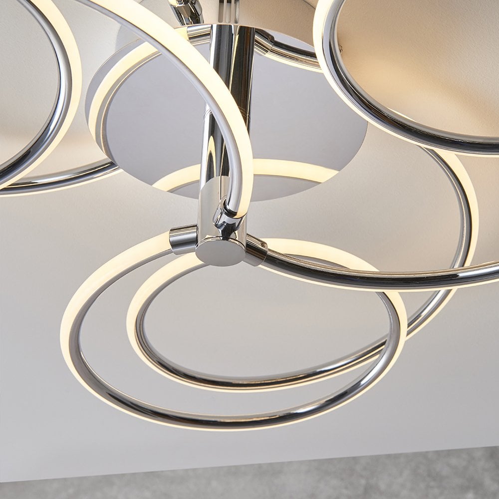 81886 Eterne 1 Light Semi Flush LED Ceiling Light Chrome Plate