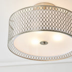 81966 Cordero 3 Light Flush Ceiling Light Satin Nickel Plate