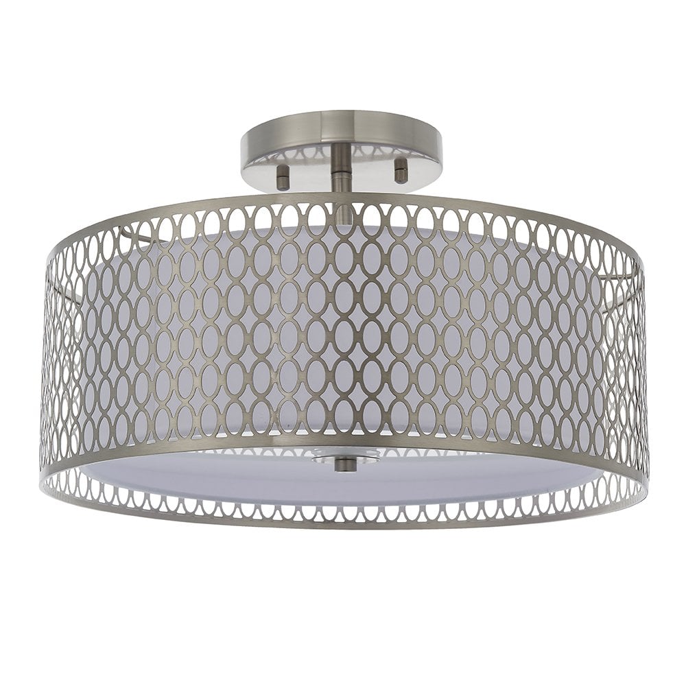 81966 Cordero 3 Light Flush Ceiling Light Satin Nickel Plate