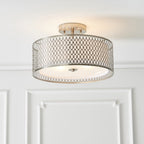 81966 Cordero 3 Light Flush Ceiling Light Satin Nickel Plate