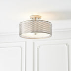 81966 Cordero 3 Light Flush Ceiling Light Satin Nickel Plate