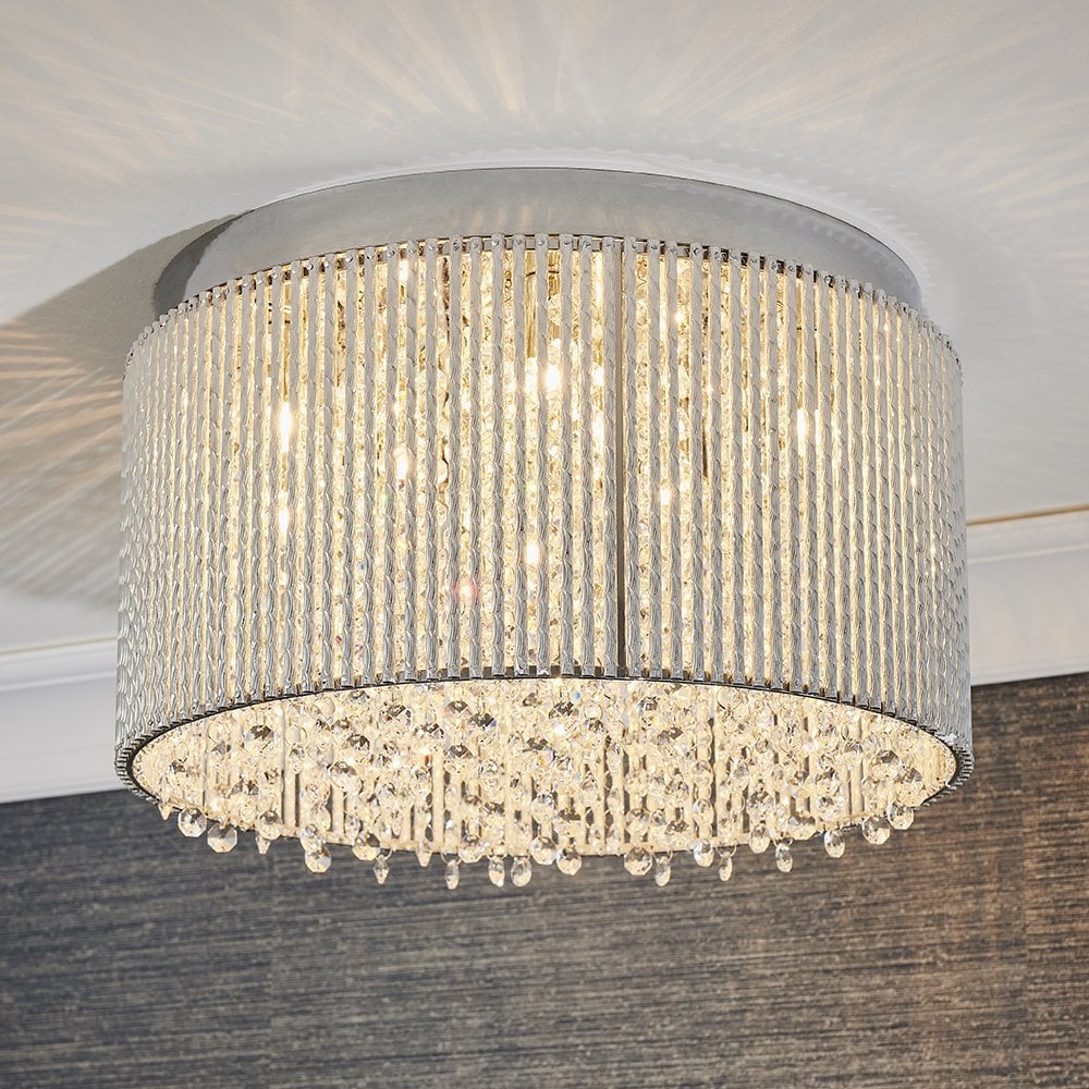 81980 Galina 10 Light Flush Ceiling Light Chrome Plate