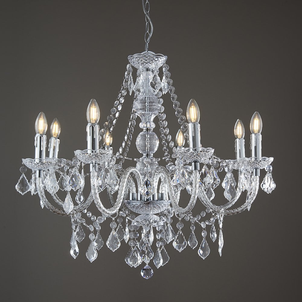 308-8CL Clarence 8 Light Pendant Clear Acrylic & Chrome Plate