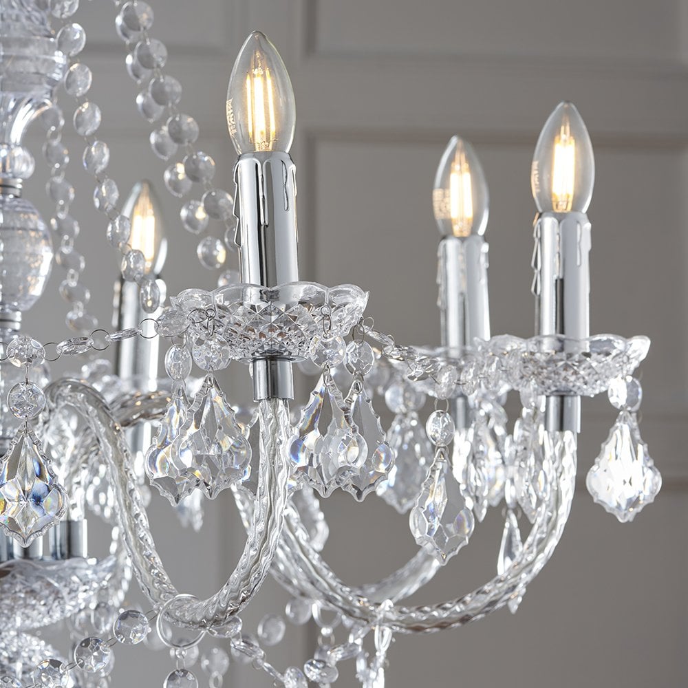 308-8CL Clarence 8 Light Pendant Clear Acrylic & Chrome Plate