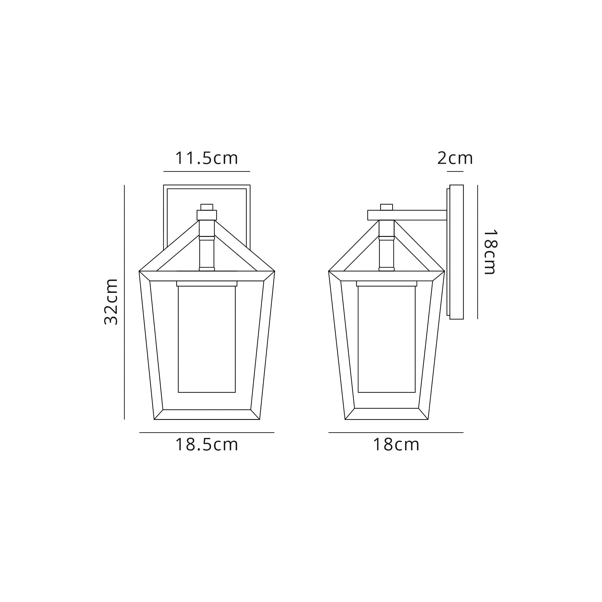 NL77809 Carma Outdoor Down Wall Lamp 1 Light Anthracite/Clear Rain Drop Effect Glass