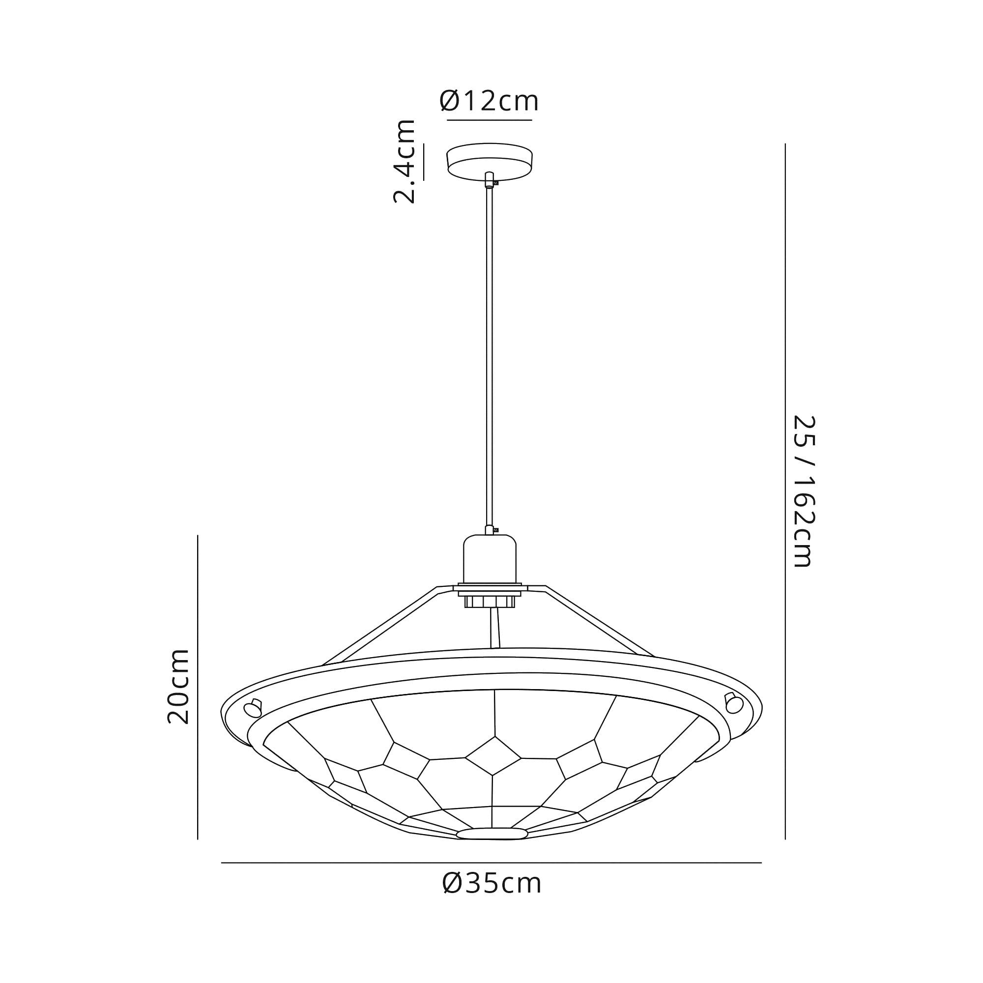 NLK00079 Archie 1 Light Pendant With 35cm Tiffany Shade CRome/Green/Clear Crystal Centre/Aged Antique Brass Trim/Black