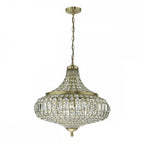 Dar ASM0675 Asmara 6 Light Pendant Antique Brass Crystal