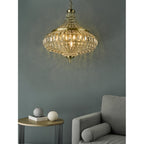 Dar ASM0675 Asmara 6 Light Pendant Antique Brass Crystal