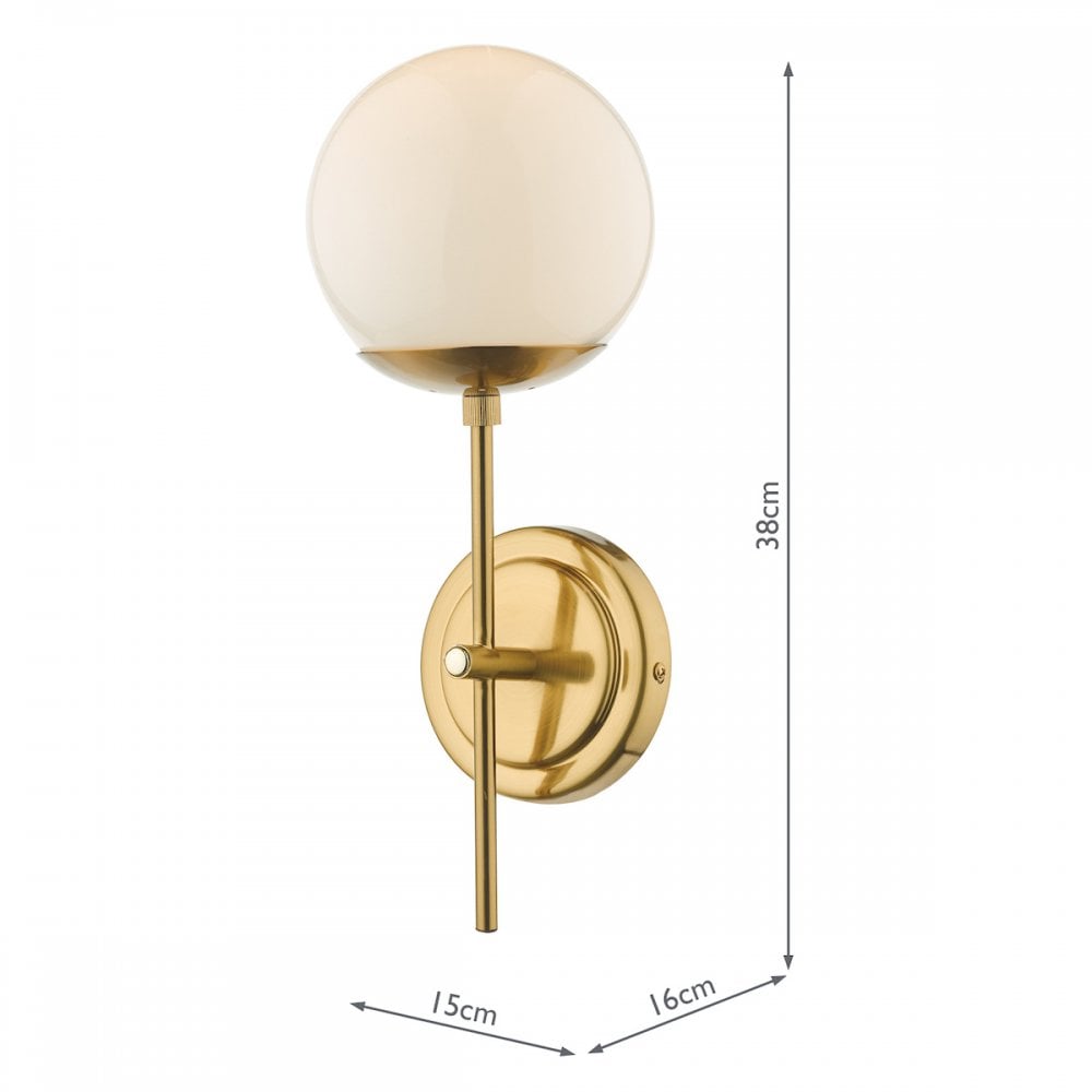 Dar BOM0735 Bombazine Wall Light Natural Brass Opal Glass