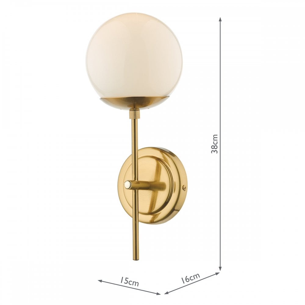 Dar BOM0735 Bombazine Wall Light Natural Brass Opal Glass