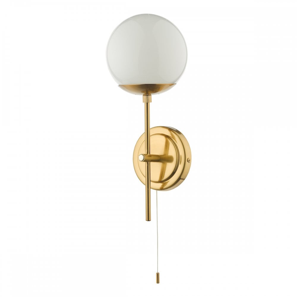 Dar BOM0735 Bombazine Wall Light Natural Brass Opal Glass