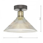 Dar BOY0175 Boyd 1 Light Flush Antique Brass with Glass Shade
