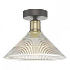 Dar BOY0175 Boyd 1 Light Flush Antique Brass with Glass Shade