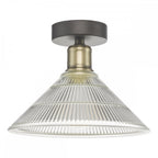 Dar BOY0175 Boyd 1 Light Flush Antique Brass with Glass Shade