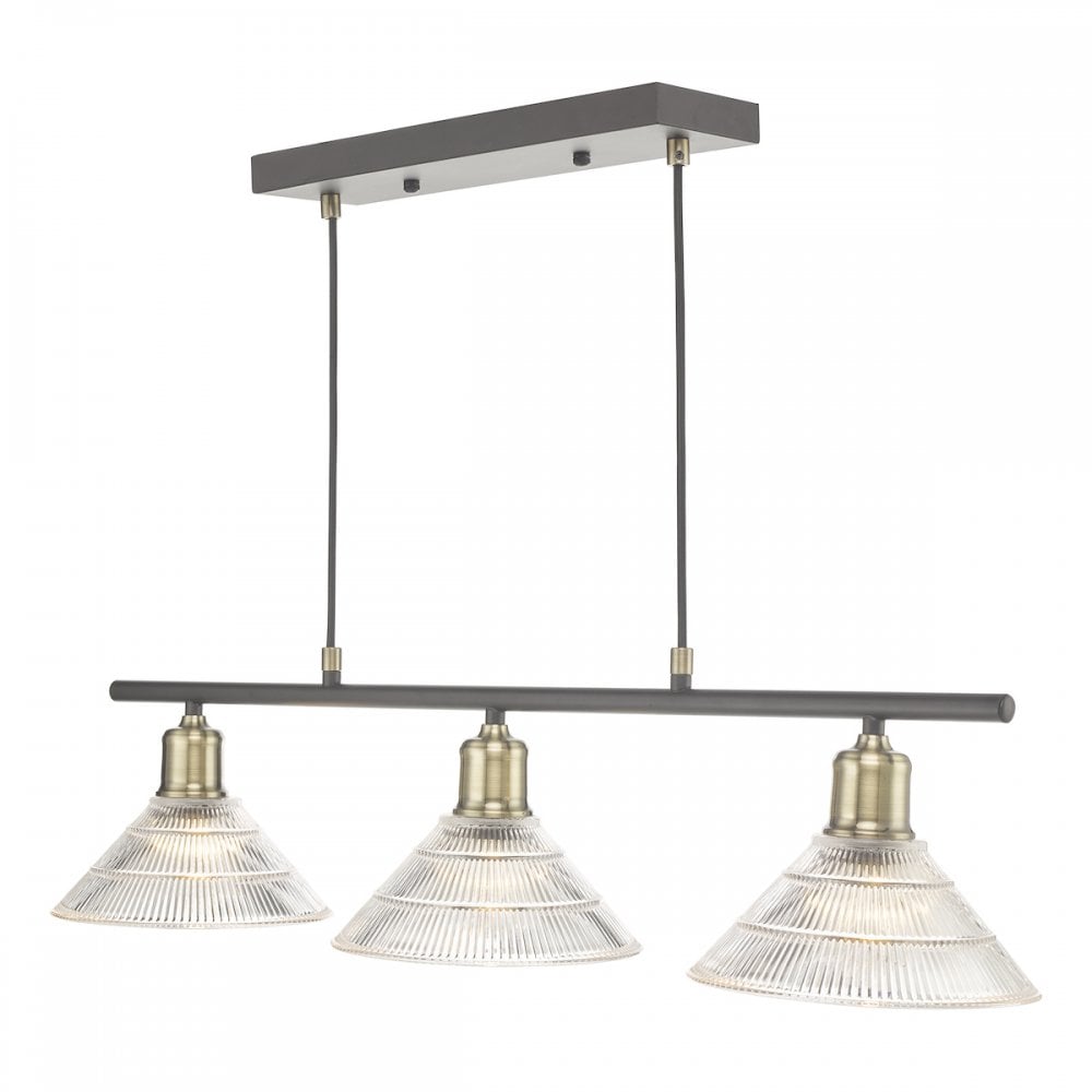 Dar BOY0375 Boyd 3 Light Bar Antique Brass with Glass Shade