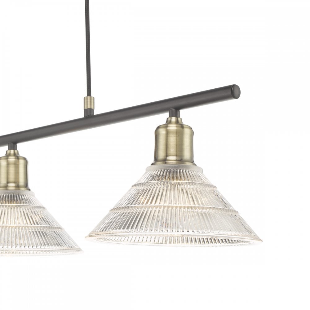 Dar BOY0375 Boyd 3 Light Bar Antique Brass with Glass Shade (S)