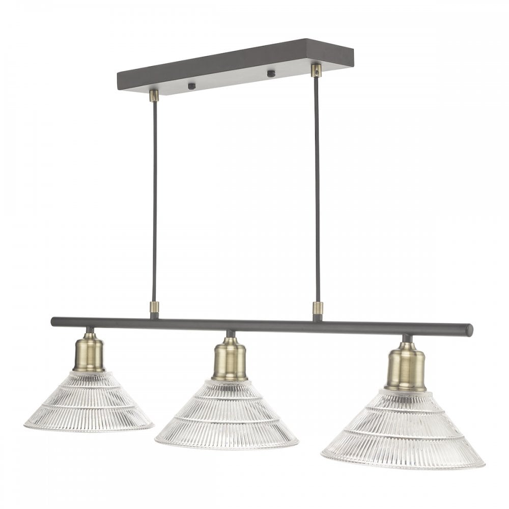 Dar BOY0375 Boyd 3 Light Bar Antique Brass with Glass Shade (S)